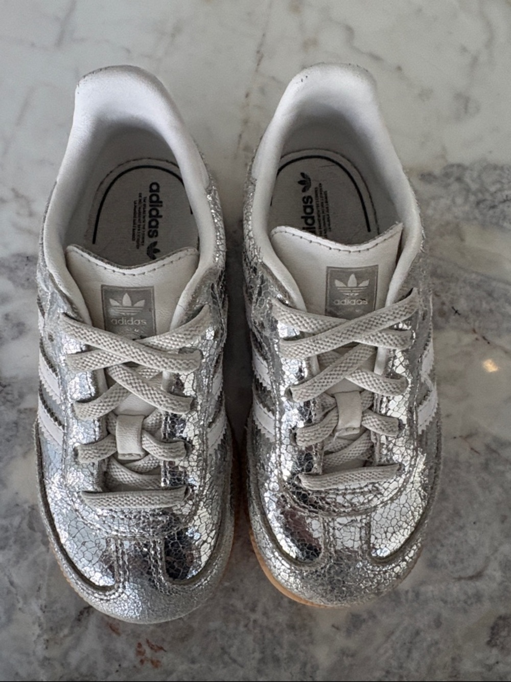 adidas Kids Metallic Silver Crackle Sneakers